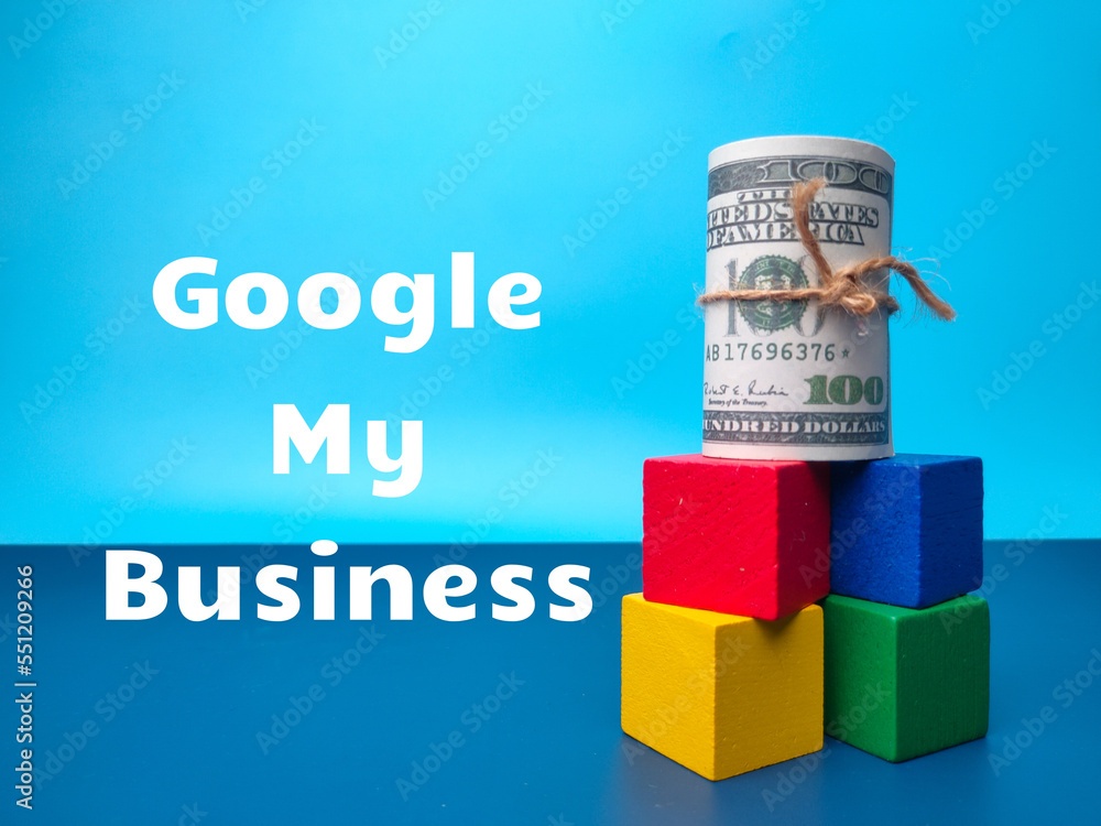 Perak,Malaysia, November 24 2022: Top view the word Google My Business on a blue background.