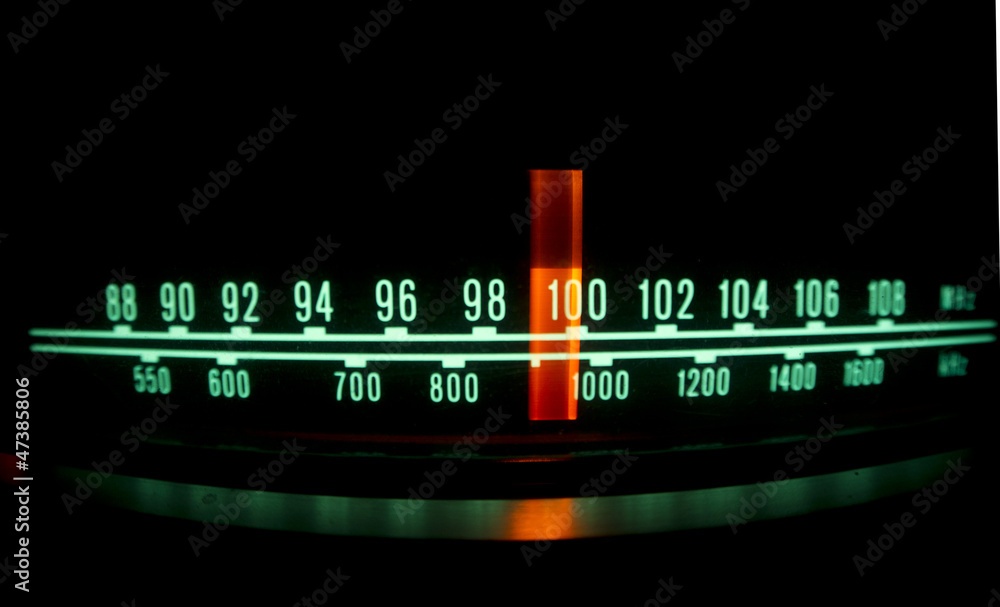 radio dial with lights
