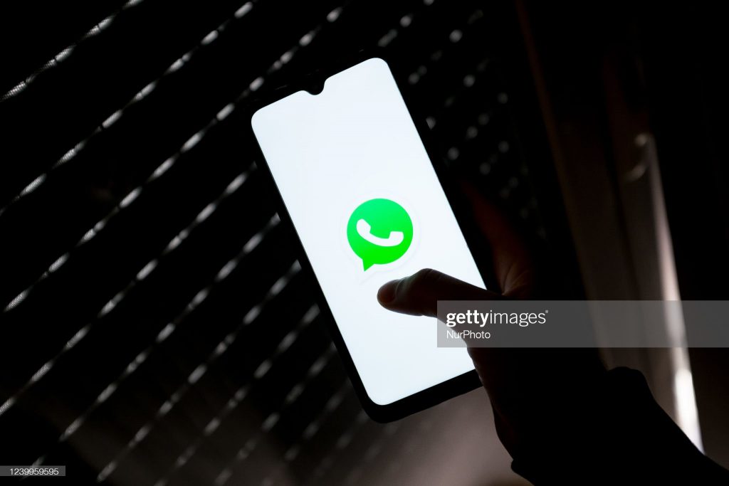 In this photo illustration a WhatsApp logo seen displayed on a smartphone screen in Athens, Greece on April 13, 2022. (Photo Illustration by Nikolas Kokovlis/NurPhoto via Getty Images)