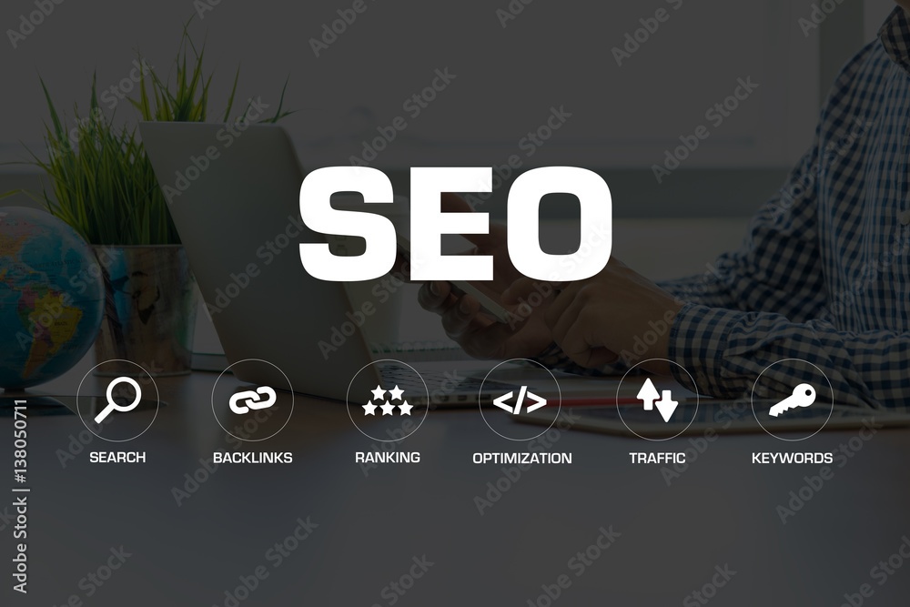 SEO ICONS AND KEYWORDS CONCEPT