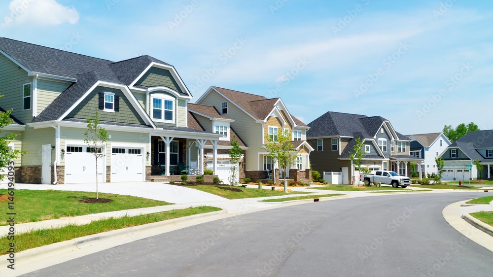 Street of suburban homes